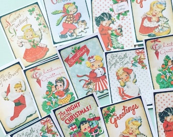Christmas Stickers - Set of 18 - Handmade Stickers, Vintage Christmas, Cute Planner Stickers, Cute Christmas, Vintage Holiday Stickers, Xmas