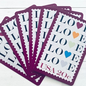 Vintage Love Playing Cards - Lot de 6 - Papiers éphémères pour scrapbooking, journal indésirable, collage technique mixte, fournitures pour travaux manuels, timbre ancien des années 80