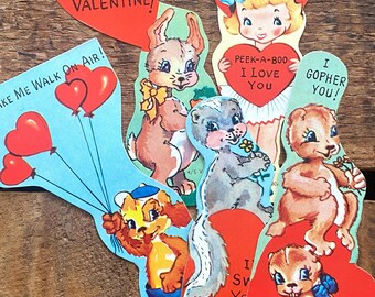 Vintage Valentines - Set of 5 Unused Cards - Vintage Valentine Cards, Vintage Paper Ephemera, Altered Art, Valentine's Day, Junk Journal Lot