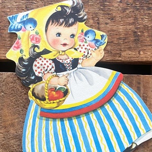 Vintage Unused 1940s American Greetings Snow White Card - Storybook Doll Card, Die Cut, Paper Ephemera, Junk Journal, Fairy Tale, Juvenile