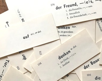 Vintage German Vocabulary Cards - Random Set of 25 - Junk Journal Paper, Journal Ephemera, Craft Supplies, Vintage Paper Ephemera, Planner