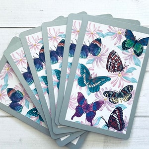 Vintage Butterfly Playing Cards - Set of 6 - Vintage Cards, Vintage Butterfly Cards, Scrapbooking Ephemera, Card Ephemera, Junk Journal Card