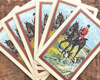 2 Single VINTAGE Swap/Playing Cards HORSE JOCKEYS RACING HORSES Silhouette 