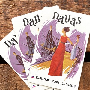 Vintage Dallas Delta Air Lines Spielkarten - 3er Set - Vintage Karte Ephemera, Junk Journal, Werbung, Spielkarten, Papier Ephemera, 70er Jahre