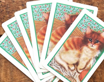 Vintage Orange Kitten Playing Cards - Set of 6