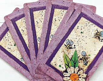 ヴィンテージ バンブルビー＆フラワー トランプ - 6枚セット