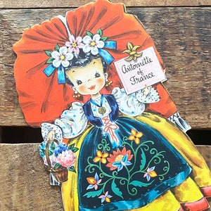 Vintage Hallmark France Doll Card, Unused, Hallmark Dolls, Antoinette of France, Hallmark Collectors Paper Doll,  Land of Make Believe Doll