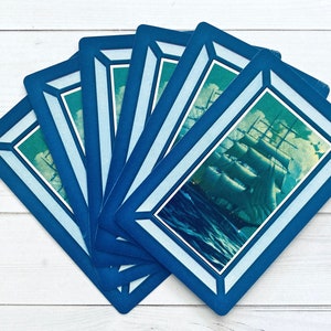 Jeu de cartes de bateau vintage - lot de 6 - cartes de vieux bateau, papiers éphémères de scrapbooking, journal indésirable, fournitures d'artisanat de fête, marin nautique