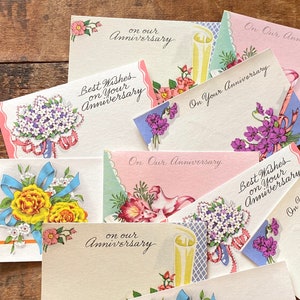 Tarjetas de floristería antiguas, juego surtido de 10, efímeras de papel antiguas, tarjetas de diario basura, tarjetas de regalo adjuntas, tarjetas sin usar, aniversario