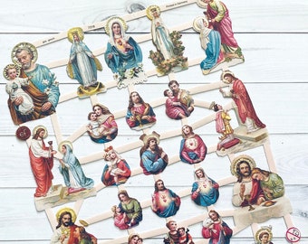 German Scraps - Jesus, Mary, Religion - Die Cuts, Cut Outs, Reproduction, Junk Journal, Vintage Paper, Bible Ephemera, Religious Ephemera