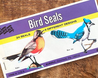 Vintage Eureka Bird Gummed Seals Book - 24 Stickers
