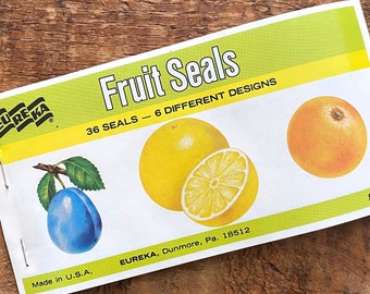 Vintage Eureka Fruit Gummed Seals Book - 36 Stickers