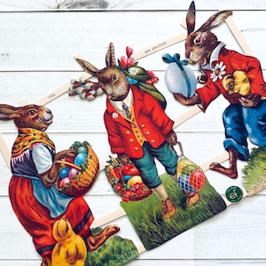 German Scraps - Easter, Bunnies, Rabbits - Die Cuts, Cut Outs, Reproduction, Vintage Style, Junk Journal Paper Ephemera, Easter Ephemera