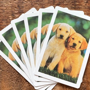 Dog Playing Cards - Set of 6 - Vintage Cards, Vintage Children Cards, Scrapbooking Ephemera, Junk Journal, Crafting, Vintage Supplies, Puppy