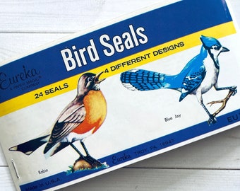 Vintage Eureka Bird Gummed Seals Book - 24 Stickers