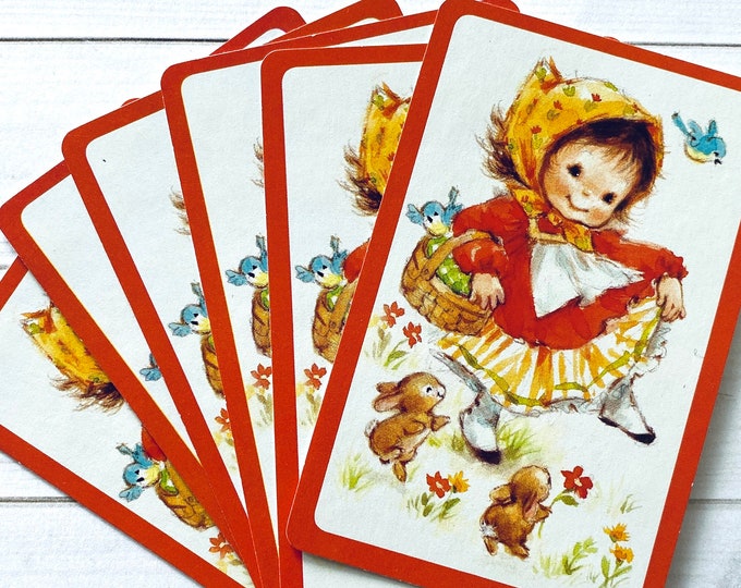 Vintage Playing Cards Set of 6 Vintage Girl Cards, Girl Playing Cards, Kitsch Mod Girl Cards