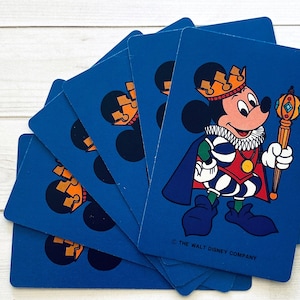 Vintage Disney Playing Cards - Set of 6 - Vintage Cards, Vintage Mickey Mouse Cards, Junk Journal Cards, Vintage Paper Ephemera, Disney Card