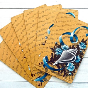 Juego de 6 naipes de conchas vintage: naipes vintage, naipes de conchas marinas, efímeras de scrapbooking, efímeras vintage, tarjetas de diario basura, océano