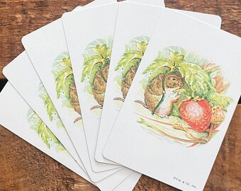 Vintage Woodland Chipmunk and Strawberry Playing Cards - Set of 6