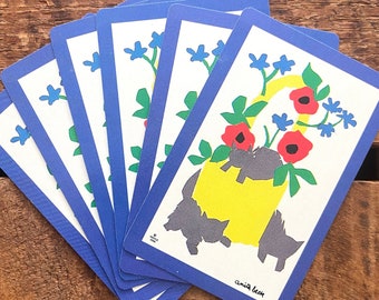 Vintage Kittens and Flowers Playing Cards - Set of 6
