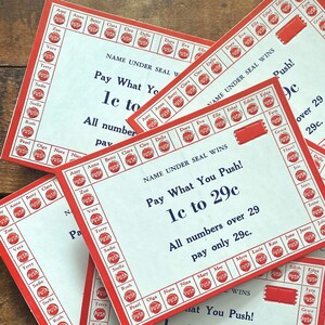 Vintage unbenutztes 1950er Jahre Punch Brettspiel - Vintage Karte, Glücksspiel Luck Lotto, Scrapbooking, Papier Ephemera, Junk Journal, Werbung