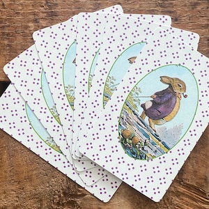 Juego de 6 naipes vintage de Peter Rabbit: naipes de conejo, efímeras de papel, diario basura, lote de suministros para manualidades de fiesta, animales del bosque y la naturaleza