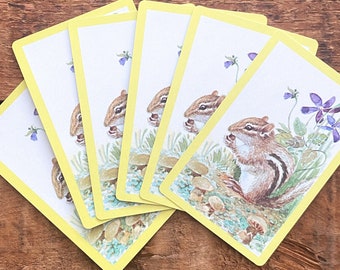 Vintage Woodland Chipmunk in Nature Playing Cards - Set of 6