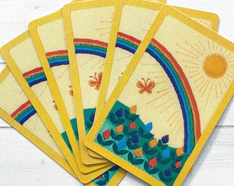 Vintage Playing Cards - Set of 6 - Vintage Rainbow Cards, Flower Playing Cards, Junk Journal Ephemera, Journal Cards, Craft Supply, Spring