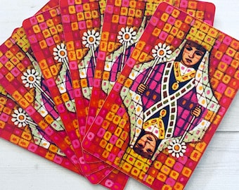 Vintage Playing Cards - Set of 6 - Vintage Cards, Vintage Children Cards, Junk Journal Ephemera, Vintage Supplies, Vintage Queen Cards