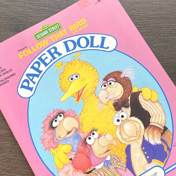 Sesame Street Paper Doll Book - Unused, Uncut - Vintage Paper Doll Books, Children's Book, 1980s Golden Book, Crafts for Children, Big Bird
