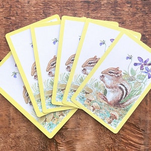 Vintage Chipmunk Spielkarten - 6er-Set - Papier Ephemera, Junk Journal, Party Bastelbedarf, Natur Waldtiere, Collage Scrapbook
