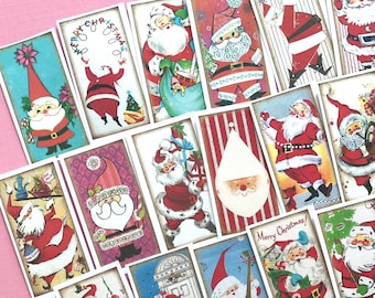 Christmas Santa Claus Stickers - Set of 18 - Handmade Junk Journal Stickers
