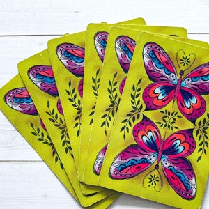 Vintage Butterfly Playing Cards - Set of 6 - Vintage Cards, Vintage Butterfly Cards, Scrapbooking Ephemera, Card Ephemera, Junk Journal Card