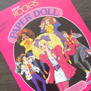 Vintage Unused Rockers Barbie Paper Doll Book - Uncut 80s Golden Children&#39;s, Paper Ephemera, Junk Journal, Craft Supply, Fashion Music Girls