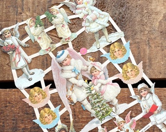 German Scraps - Angels - Die Cuts, Cut Outs, Reproduction, Vintage Style, Vintage Inspired, Paper Ephemera, Angel Ephemera, Old Christmas