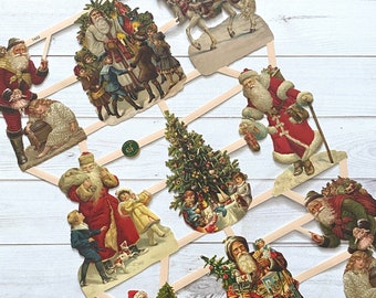 Vintage Style German Scrap Die Cuts: Christmas Santa Claus Ephemera