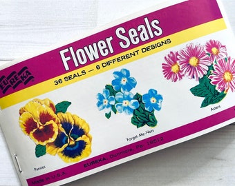 Vintage Eureka Flower Seals - Book of 36 Seals - Eureka Seals, Vintage Flower Stickers, Vintage Nature Seals, Vintage Junk Journal Ephemera