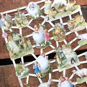 German Scraps - Easter, Eggs, Bunnies - Die Cuts, Cut Outs, Reproduction, Vintage Style, Vintage Inspired, Paper Ephemera, Easter Ephemera