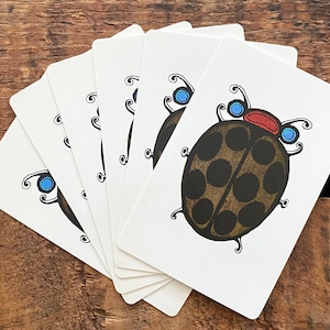 Beetle Playing Cards - Set of 6 - Vintage Cards, Vintage Children Cards, Junk Journal Ephemera, Vintage Supplies, Vintage Insect Bug Cards