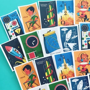Space Stickers - Set of 18 - Handmade Stickers, Vintage Style, Vintage Space O, Cute Planner Stickers, Cute Stickers, Kitsch Space