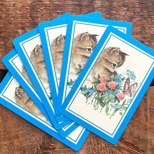 Juego de 6 naipes de gatitos antiguos, naipes de gatos antiguos, papel efímero para álbumes de recortes, diario basura, suministros para manualidades de fiesta, mariposas de la naturaleza