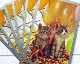 Vintage Party Kittens with Balloons Playing Cards - Set of 6