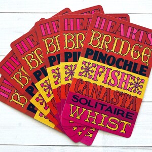 cartes à jouer vintage - lot de 6 - cartes vintage, cartes bridge, éphémères vintage, journal indésirable, éphémères de la Saint-Valentin, cartes typographie