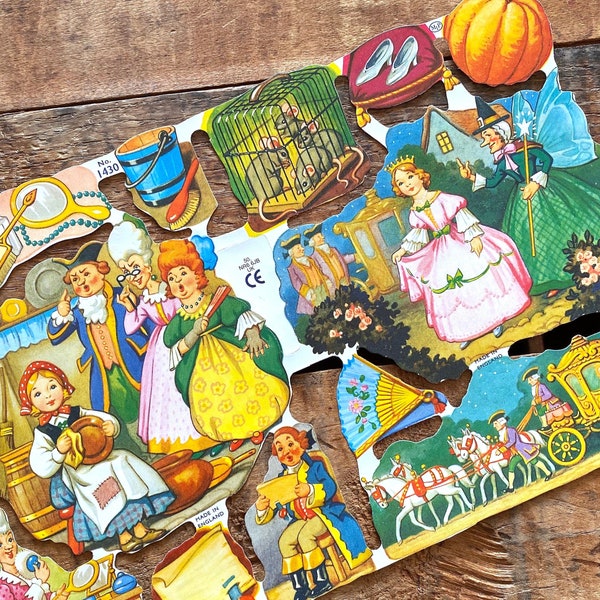 German Scraps - Fairy Tales - Die Cuts, Cut Outs, Vintage Style, Paper Ephemera, Cinderella, Paper Scraps, Junk Journal Ephemera, Paper Lot