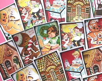Christmas Stickers - Set of 18 - Handmade Junk Journal Stickers