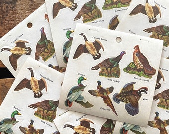 Vintage Game Birds Stickers - 8 Sheets, 48 Stickers - Eureka Presto Stick Seals, Paper Ephemera, Nature Labels, Junk Journal, Craft Supplies