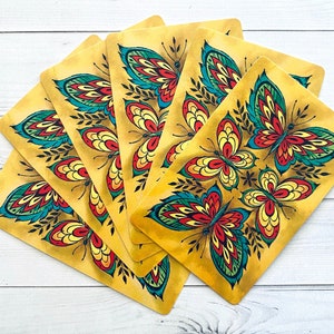 Vintage Butterfly Playing Cards - Set of 6 - Vintage Cards, Vintage Butterfly Cards, Scrapbooking Ephemera, Card Ephemera, Junk Journal Card