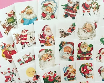 Santa Claus Stickers - Set of 32 - Handmade Stickers, Vintage Christmas, Planner Stickers, Cute Christmas, Holiday Stickers, Vintage Santa