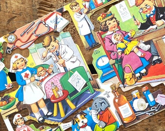 Junk Journal Ephemera Paper Ephemera Cute Children German Scraps Cut Outs Teddy Bears Nurse Children Ephemera Die Cuts Children