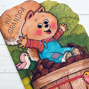 Tarjeta vintage de Acción de Gracias (sin usar) - Tarjeta de felicitación vintage de Hallmark, tarjeta de abuela, efímera de Acción de Gracias, efímera de ardilla, abuelo